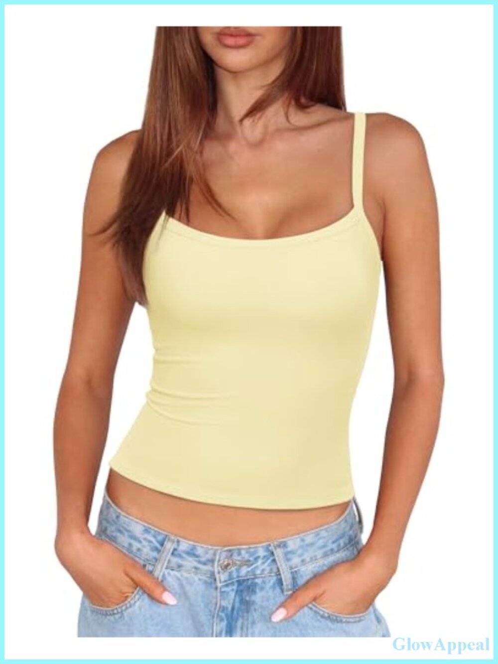 Built in Bra Tank Top Double Layer Camisole Sleeveless Basic Shirt